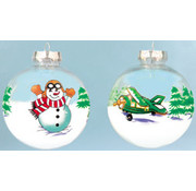 Transparent Plane and Snowman ornament