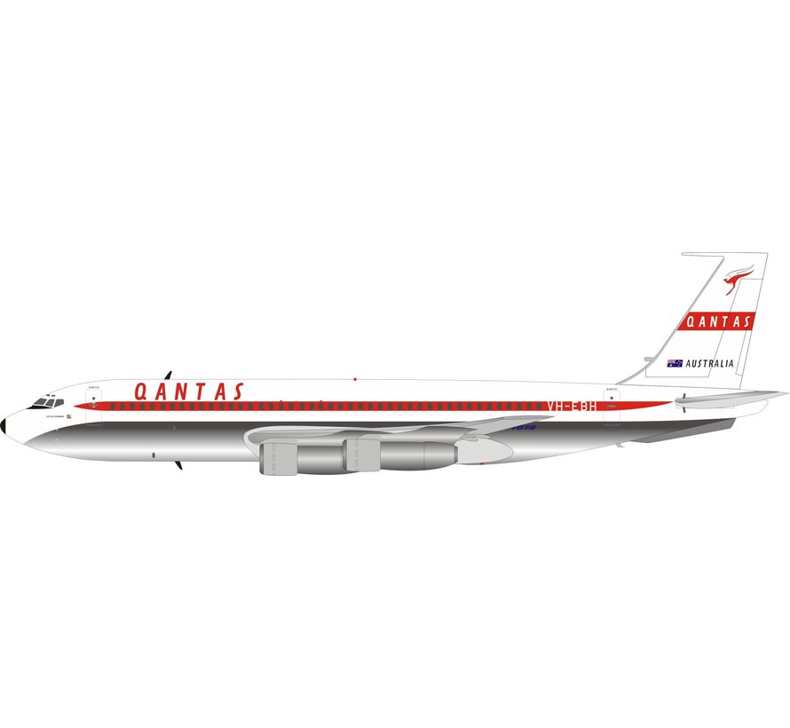 B707-100 QANTAS Australia Red C/L VH-EBH 1:200 with stand