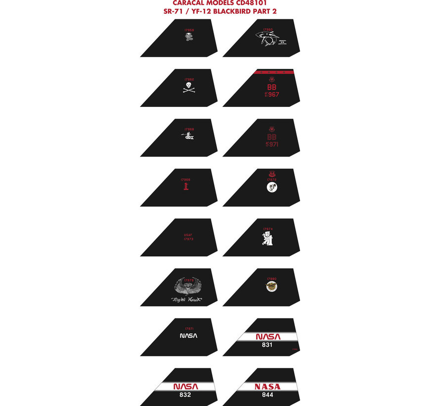 CARACAL SR71/YF12 Blackbird:Part 2 1:48 Decals