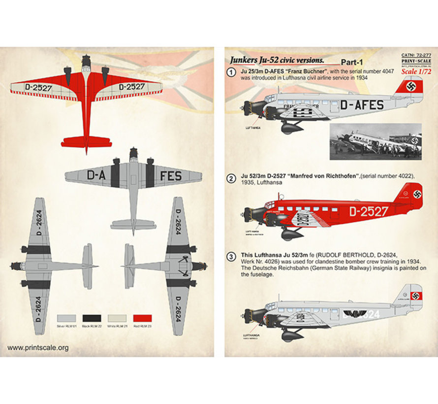 PRINT Junkers Ju52/3m civic versions Part 1 1:72