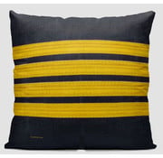 Airportag Throw Pillow 4 stripes pilot Gold on Navy