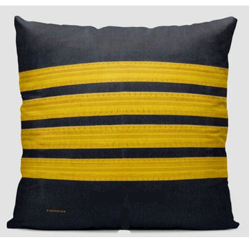 Airportag Throw Pillow 4 stripes pilot Gold on Navy