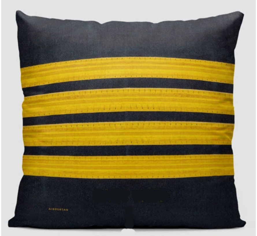Throw Pillow 4 stripes pilot Gold on Navy