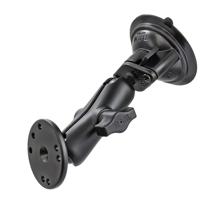 Base Suction Cup Double Ball Mount with Round Plate Twist-Lock