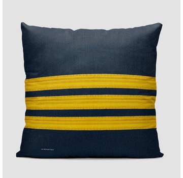 Airportag Throw Pillow 3 stripes FO Gold on Navy