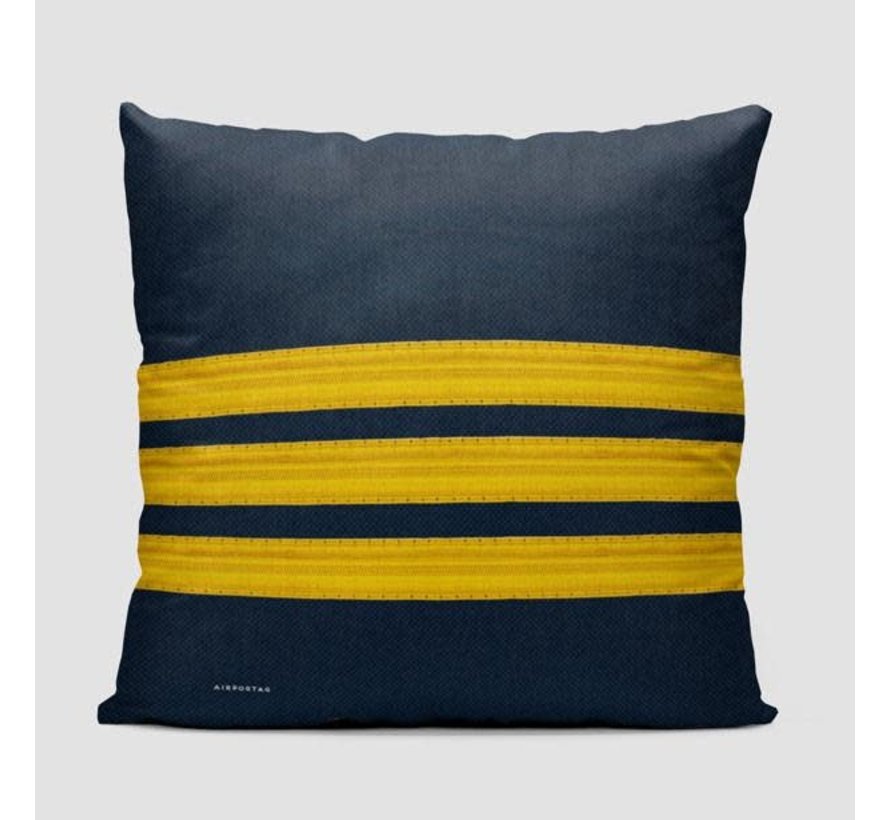 Throw Pillow 3 stripes FO Gold on Navy