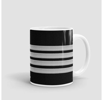 Airportag Mug Black Pilot Stripes 4-Silver 11 oz