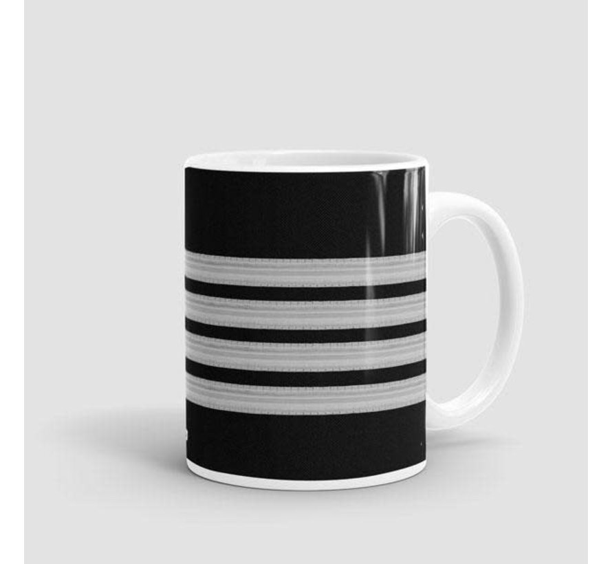 Mug Black Pilot Stripes 4-Silver 11 oz
