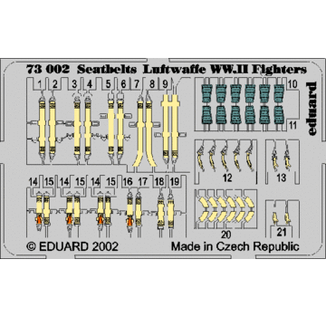 Eduard Luftwaffe fighter seat belts PRE-PAINTED IN COLOUR 1:72