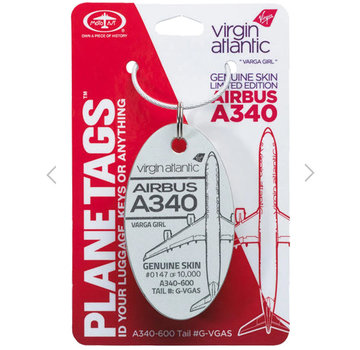 PlaneTags Virgin Atlantic A340 Varga Girl PlaneTag Tail #G-VGAS Pearl White