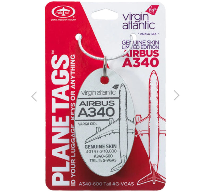 Virgin Atlantic A340 Varga Girl PlaneTag Tail #G-VGAS Pearl White