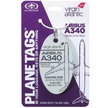 PlaneTags Virgin Atlantic A340-600 G-VEIL PlaneTag QUEEN OF THE SKIES Tail #G-VEIL White