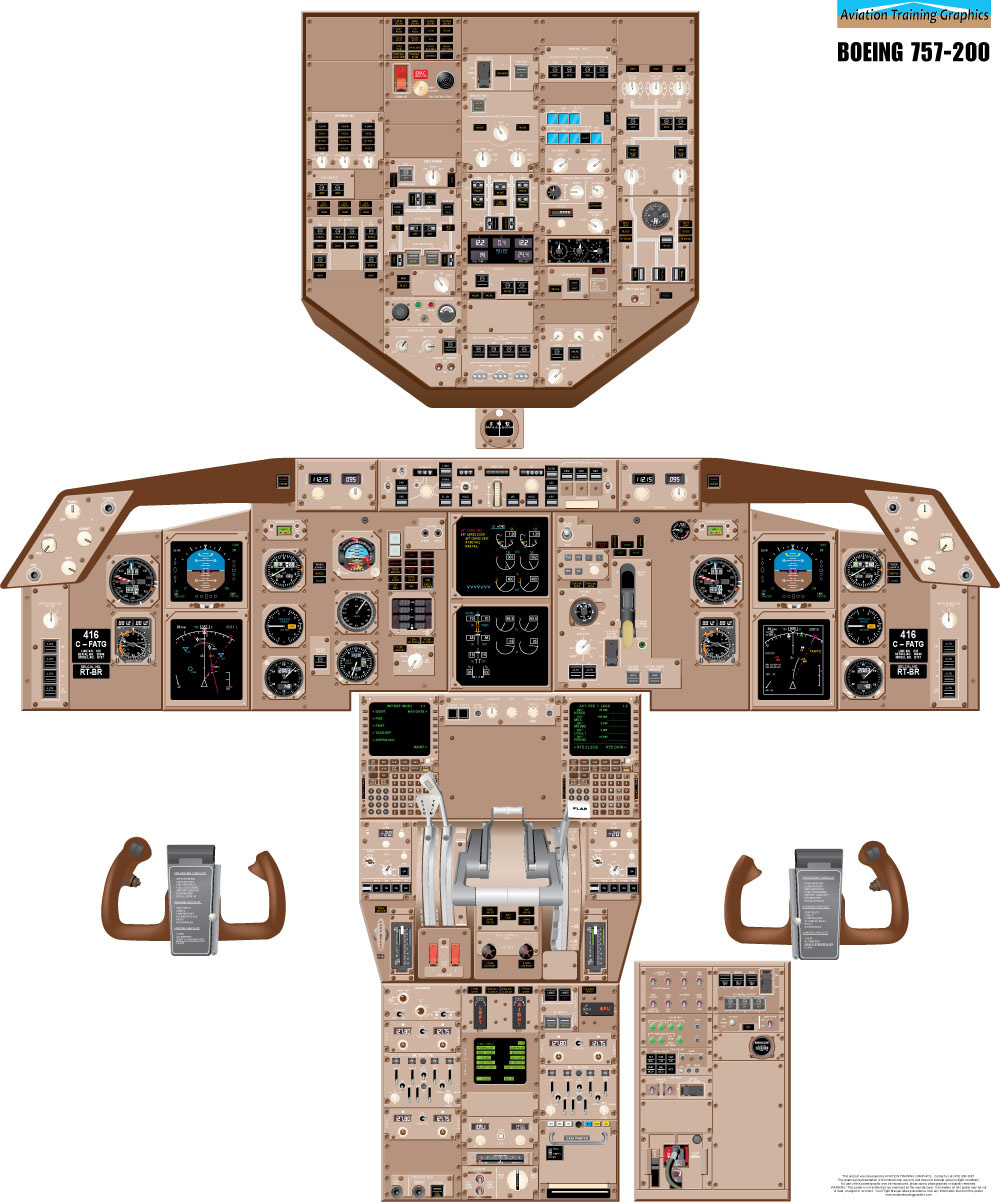 Laminated Cockpit Training Poster B757200 avworld.ca