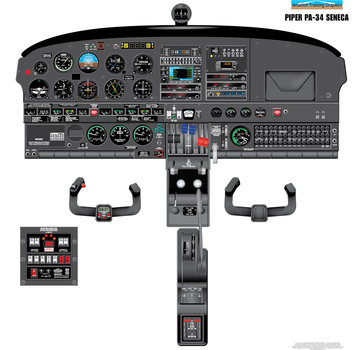 Aviation Training Graphics Cockpit Training Poster Piper PA34 Seneca