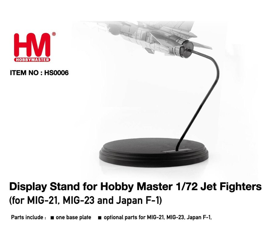 Display stand for 1:72 scale MiG-21, MiG-23 & F-1 JASDF models.