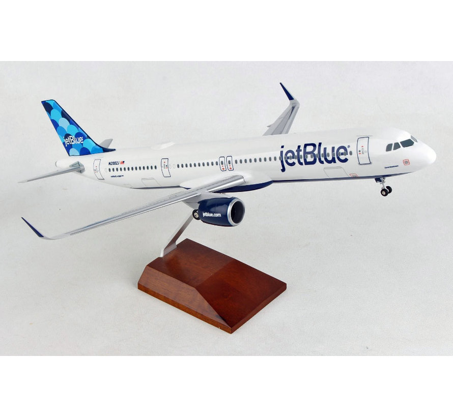 A320S JetBlue Barcode 1:100 sharklets with Wood Stand & Gear +NSI+