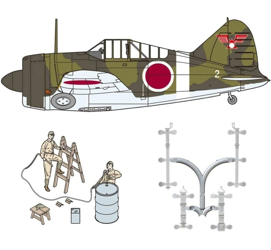 B339 Buffalo "Japanese Army" with Ground Crew & Equipment 1:48