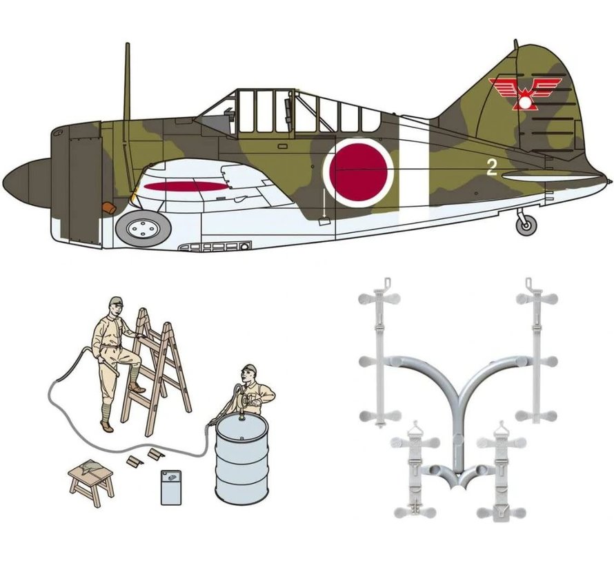 FINEMOLDS B339 Buffalo "Japanese Army" with Ground Crew & Equipment 1:48