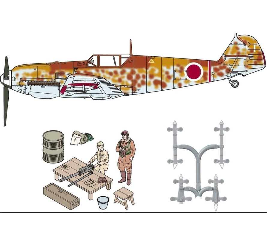 Bf109E-7 "Japanese Army" with Ground Crew & Equipment 1:48