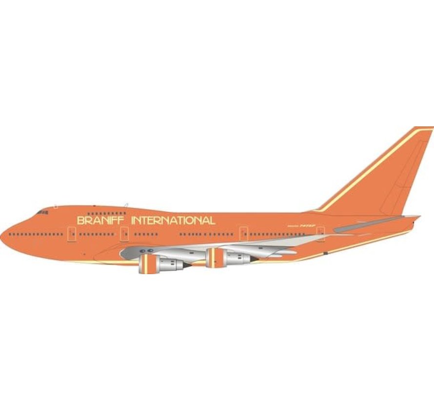 B747SP Braniff International Airways orange N606BN 1:200 w/stand + keyring
