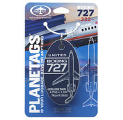 PlaneTags United B-727-222 TAIL # N7262U - Blue