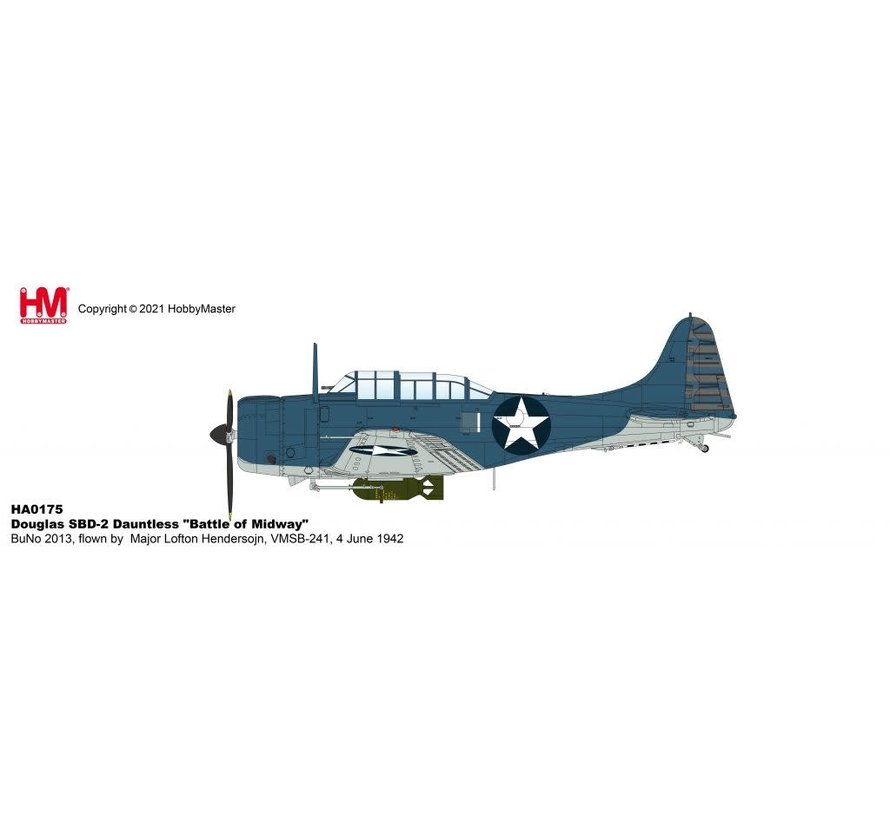 Douglas SBD-2 Dauntless VMSB-241 2013 Major Lofton Henderson  Battle of Midway June 1942 1:72 with stand