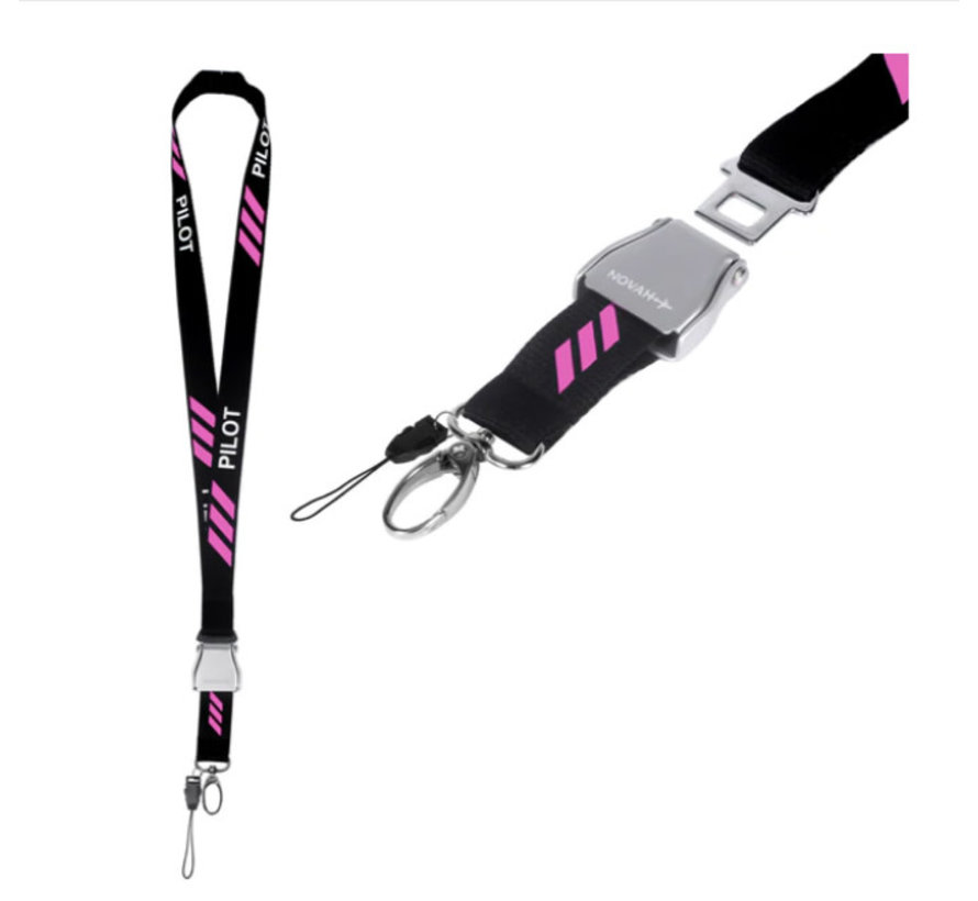 Seat Belt Lanyard Pink 3 Stripe