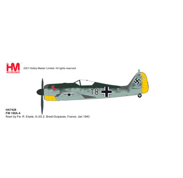Hobby Master Fw190A-4 8./JG 2 BLACK18 Eisele 1:48 with stand