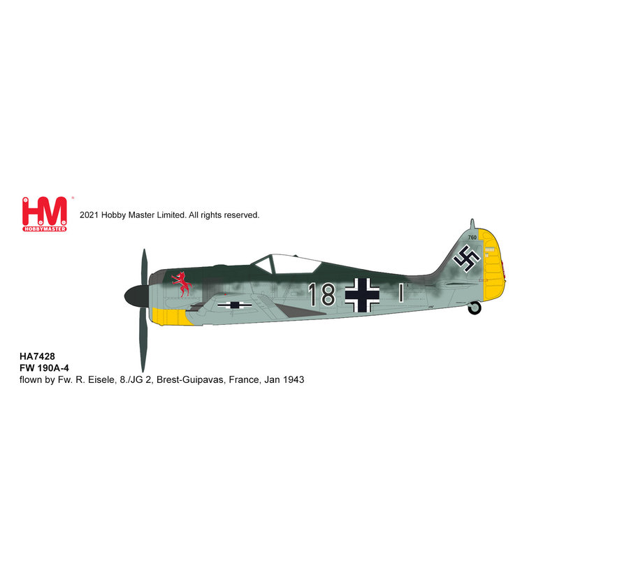 Fw190A-4 8./JG 2 BLACK18 Eisele 1:48 with stand