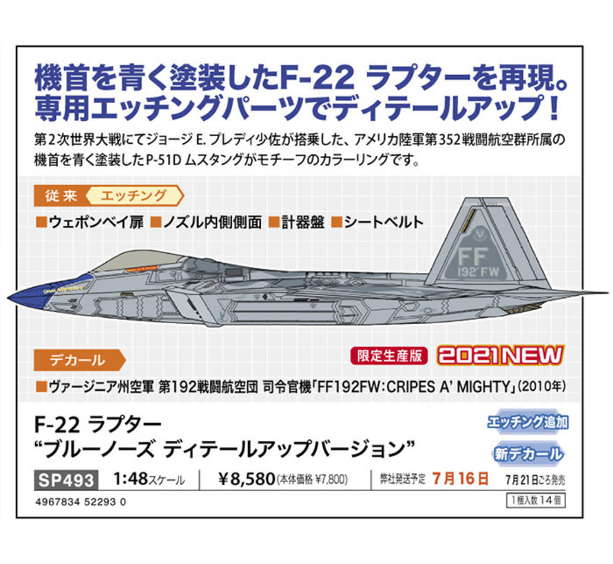 F-22 Raptor - Blue Nose Detail Up Version 1:48 New 2021