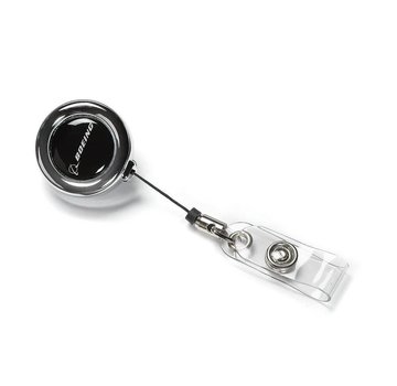 Boeing Store Chrome Clip-on Badge Holder black