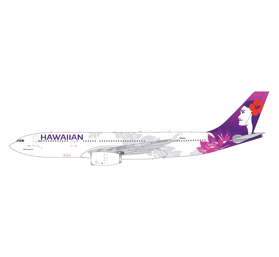 A330-200 Hawaiian Airlines 2017 livery N388HA 1:200 with stand