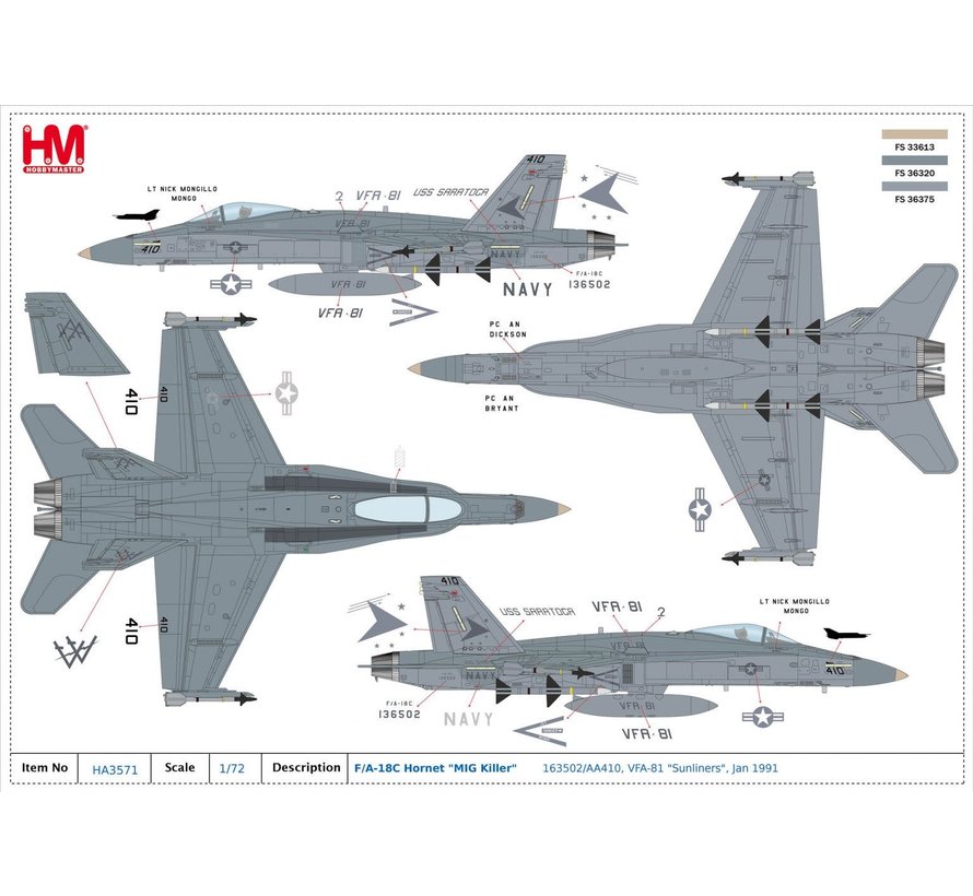 FA18C Hornet VFA81 Sunliners MiG Killer AA-410 ODS 1:72 +preorder+