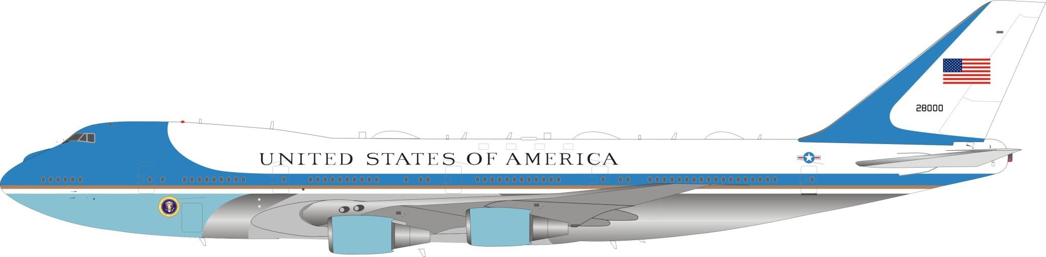 VC25A (B747-200) USAF Air Force One 82-8000 1:200 - avworld.ca