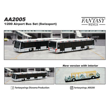 Fantasy Wings Airport Bus Swissport with Interior 1:200 (2 in set)