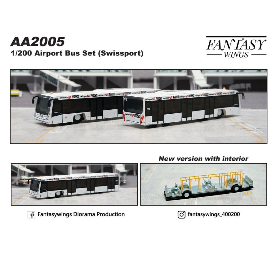 Airport Bus Swissport with Interior 1:200 (2 in set)