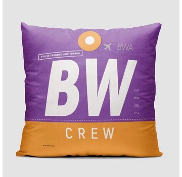 Airportag Throw Pillow Caribbean Airlines Crew BW