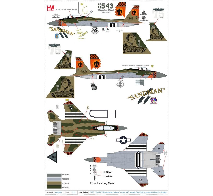 F15C Eagle 173 FW Oregon ANG 75th Ann. Sandman D-Day 1:72 +Preorder+