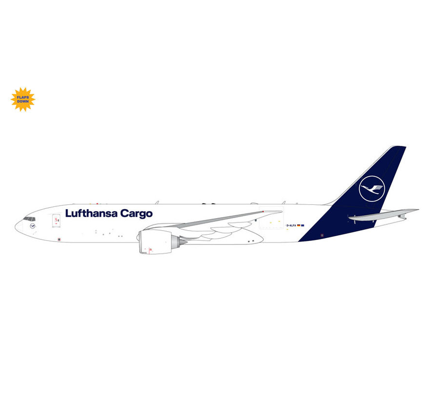 B777-200LRF Lufthansa Cargo 2018 livery D-ALFA flaps down 1:400