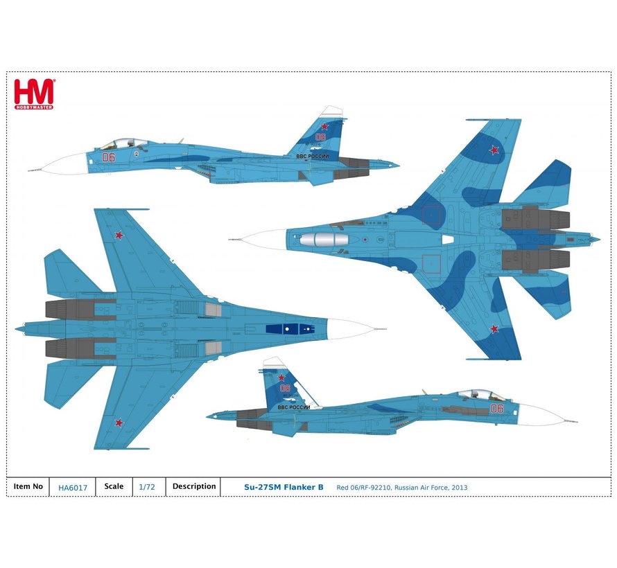 Su27SM Flanker B RED06 RF-92210 Russian Air Force 1:72 +Preorder+