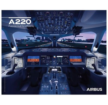Airbus Laminated A220 Cockpit Poster 15.5 x 19.5" inches
