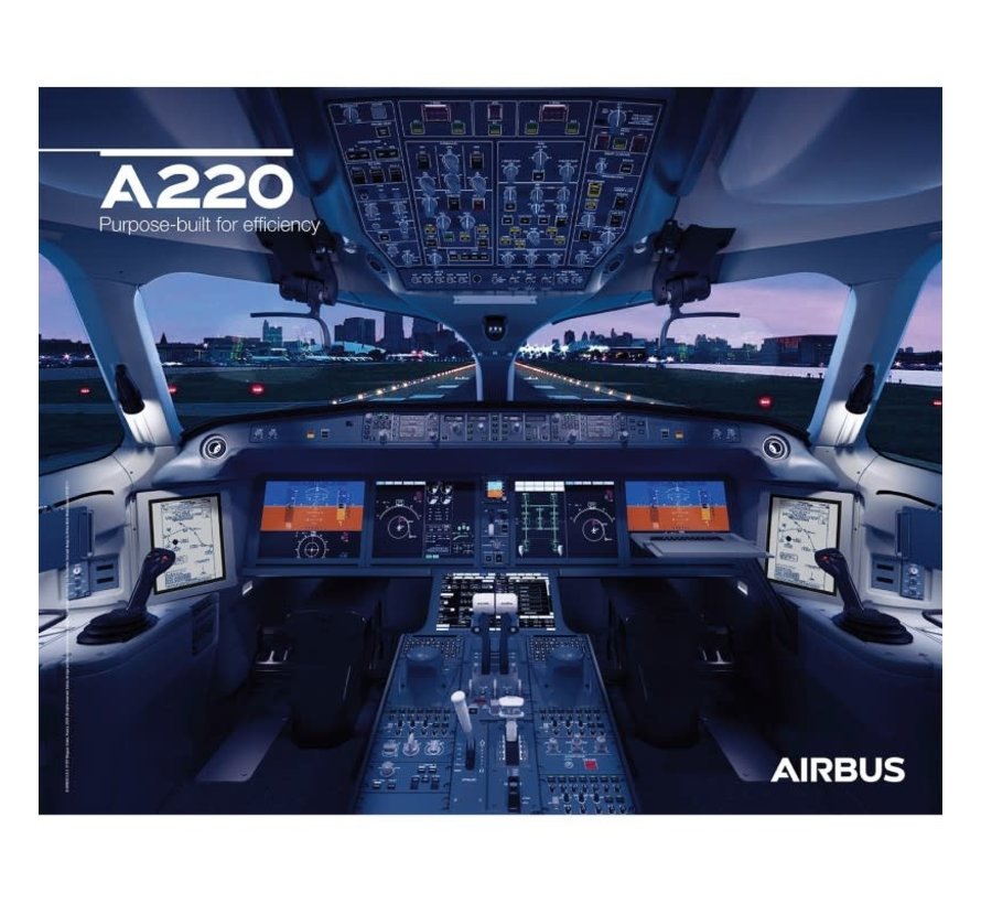 Laminated A220 Cockpit Poster 15.5 x 19.5" inches