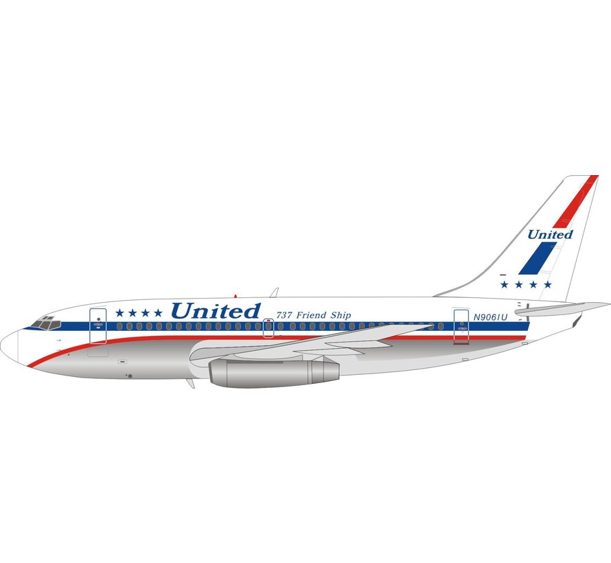 B737-200 United Airlines Friend Ship N9061U 1:200 polished with stand