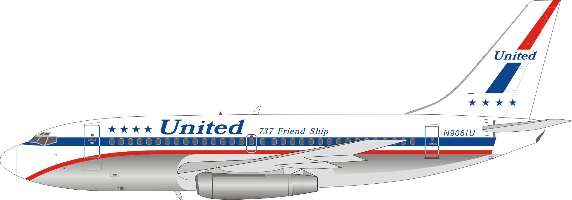 B737-200 United Airlines Friend Ship N9061U 1:200