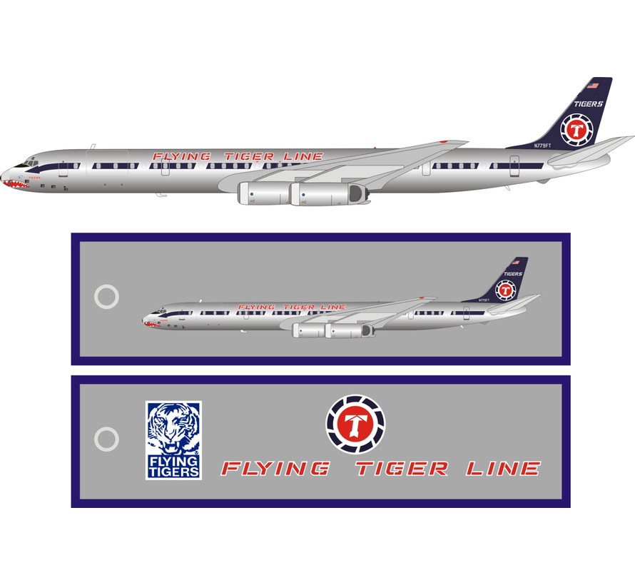 DC8-63F Flying Tiger Line shark mouth N779FT 1:200 polished & key tag
