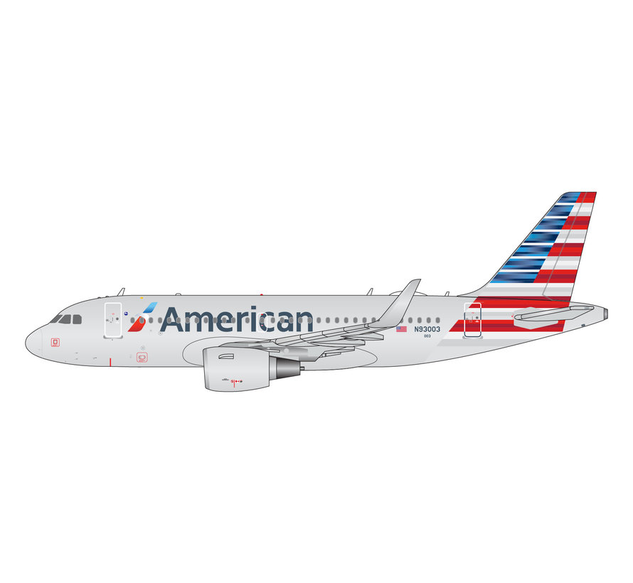 A319S American Airlines 2016 livery N93003 1:400 sharklets