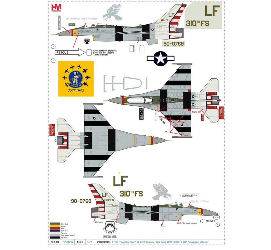 F16C Fighting Falcon 310FS 80th Anniversary LF Luke AFB 2022 1:72 +Preorder+