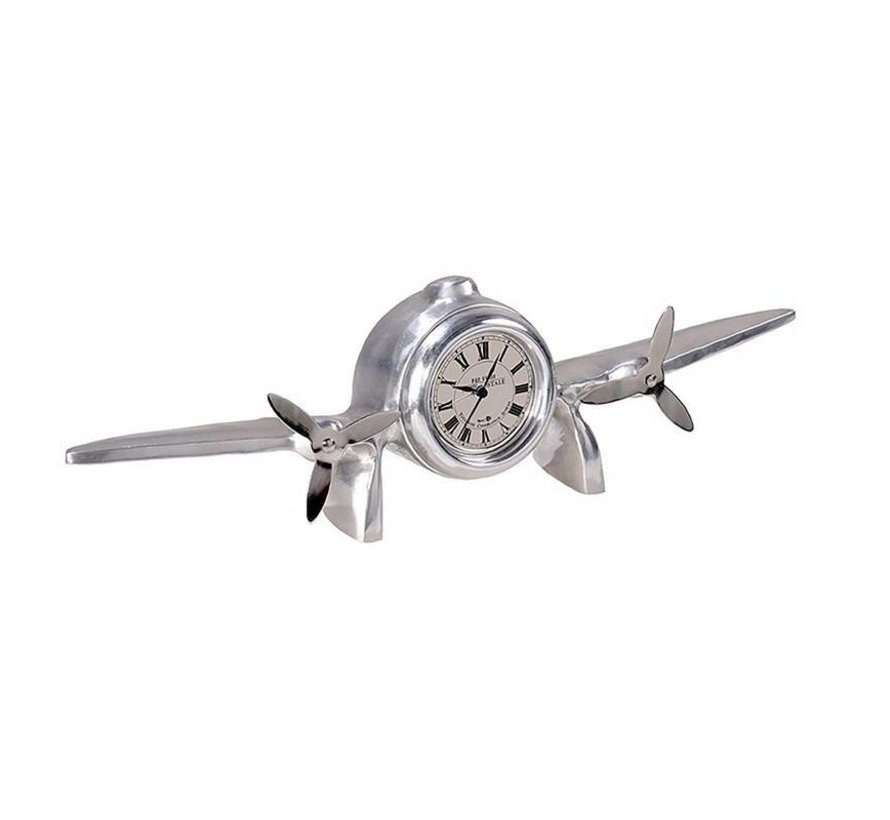 Clock Art Deco Airplane Chrome