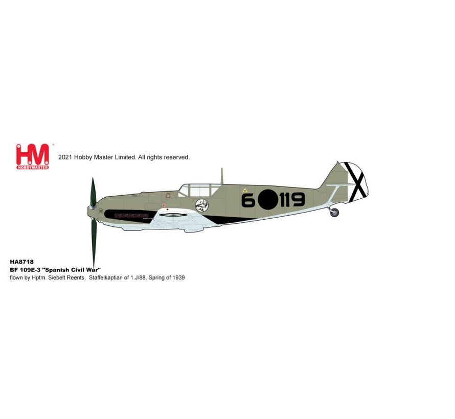 BF109E-3 1.J/88 6-119 Hptm. Siebelt Reents Staffelkapitän Spanish Civil War 1:48 +preorder+