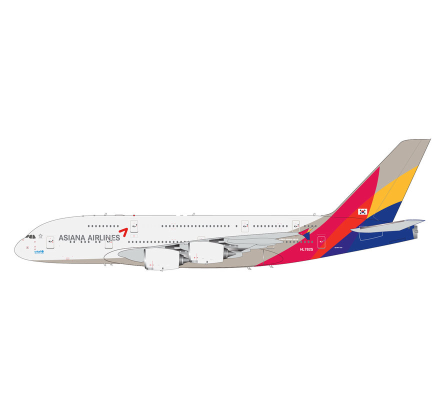 A380-800 Asiana Airlines 2006 livery HL7625 1:200 with stand